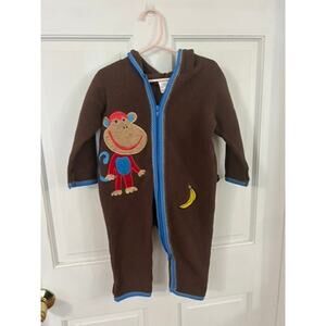 Hanna Andersson Brown Fleece Monkey Bodysuit 6-12 Months